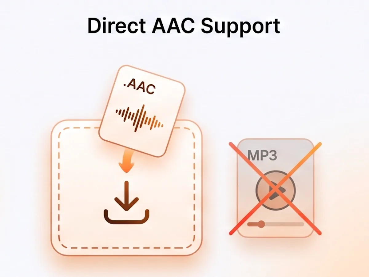 AAC 文件被直接上传到转录工具中