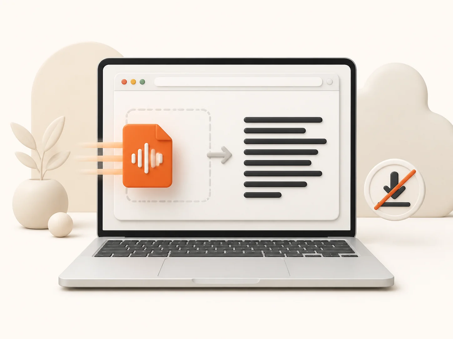 MP3 converted to text in a browser window on a Mac