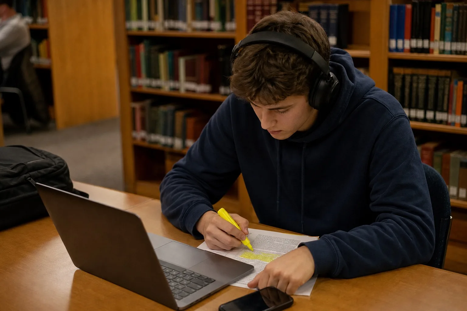 Student studying a lecture on a laptop