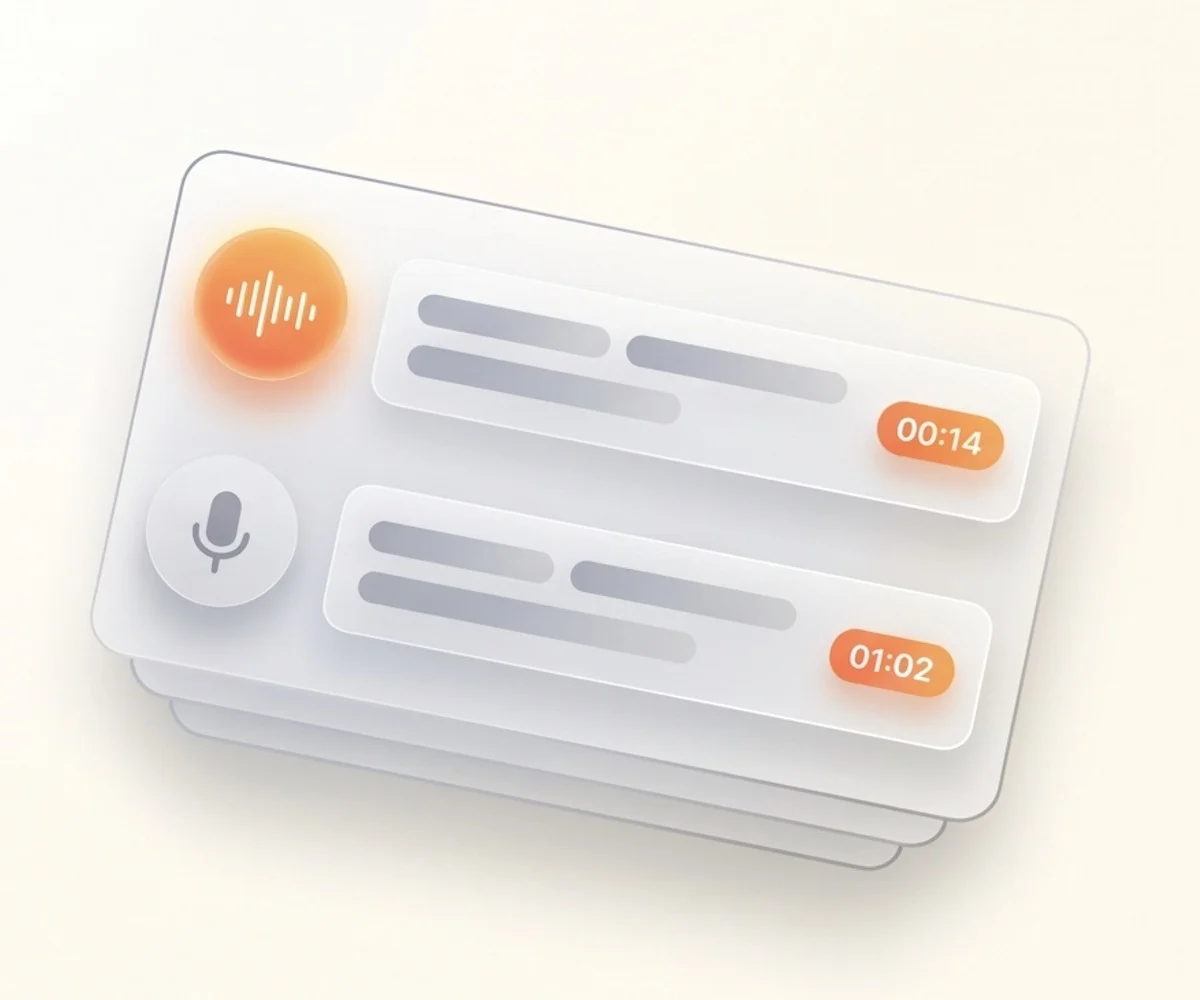 Transkriptansicht mit Sprecherlabels und Zeitmarken