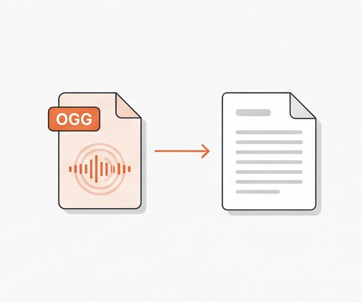 Illustration d'un fichier audio OGG converti en document texte