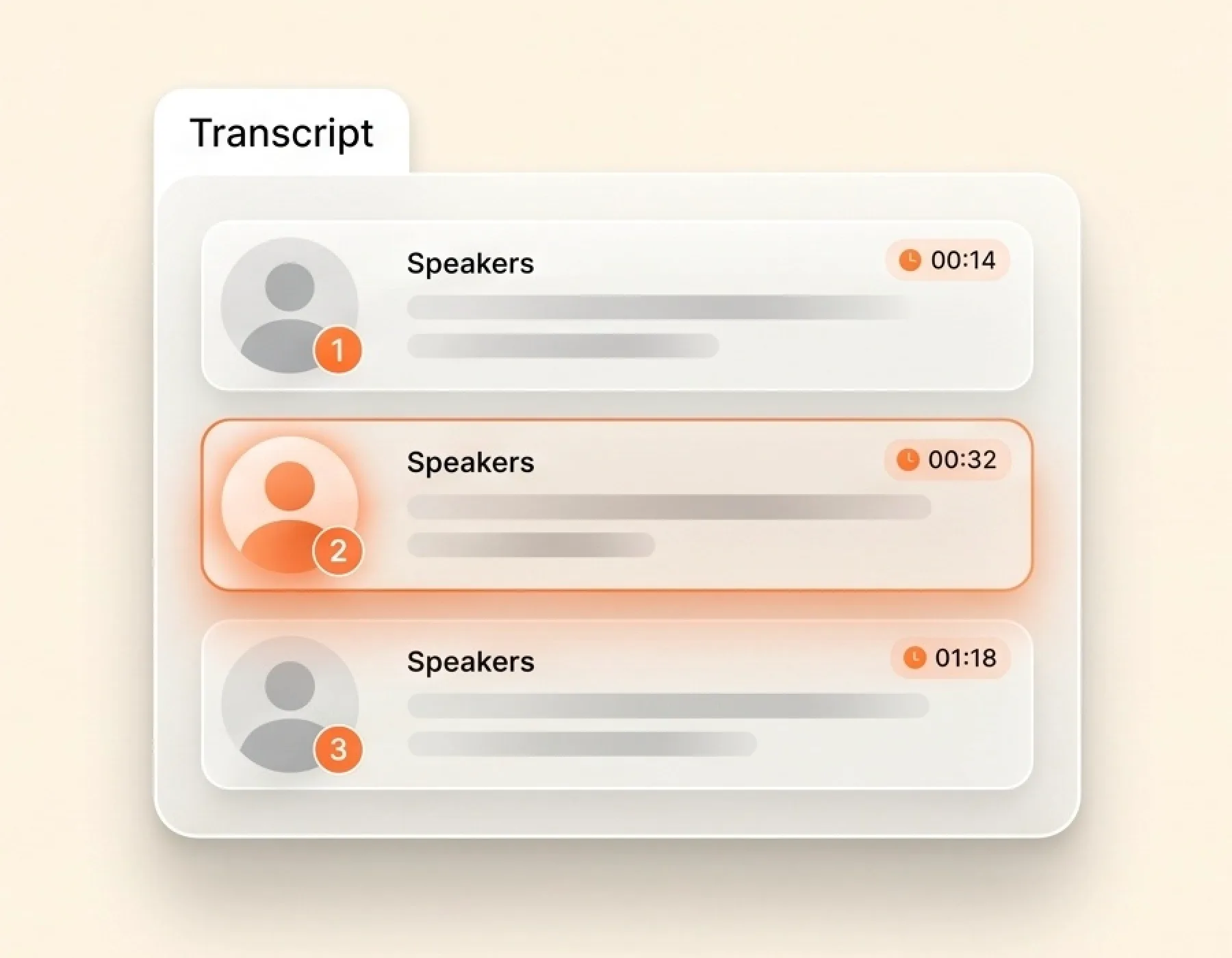 Trascrizione OPUS con ogni parlante etichettato e timestamp visibili